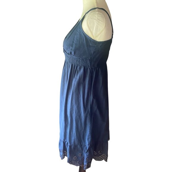 Converse One Star Navy Blue ruffle eyelet cotton sundress mini dress M Y2K boho - Picture 2 of 11